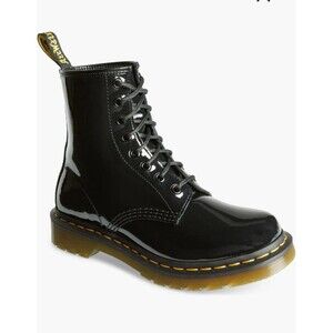 Dr Martens Women's 1460 Black Patent Leather Lace Up Combat Boots Size US 7 New
